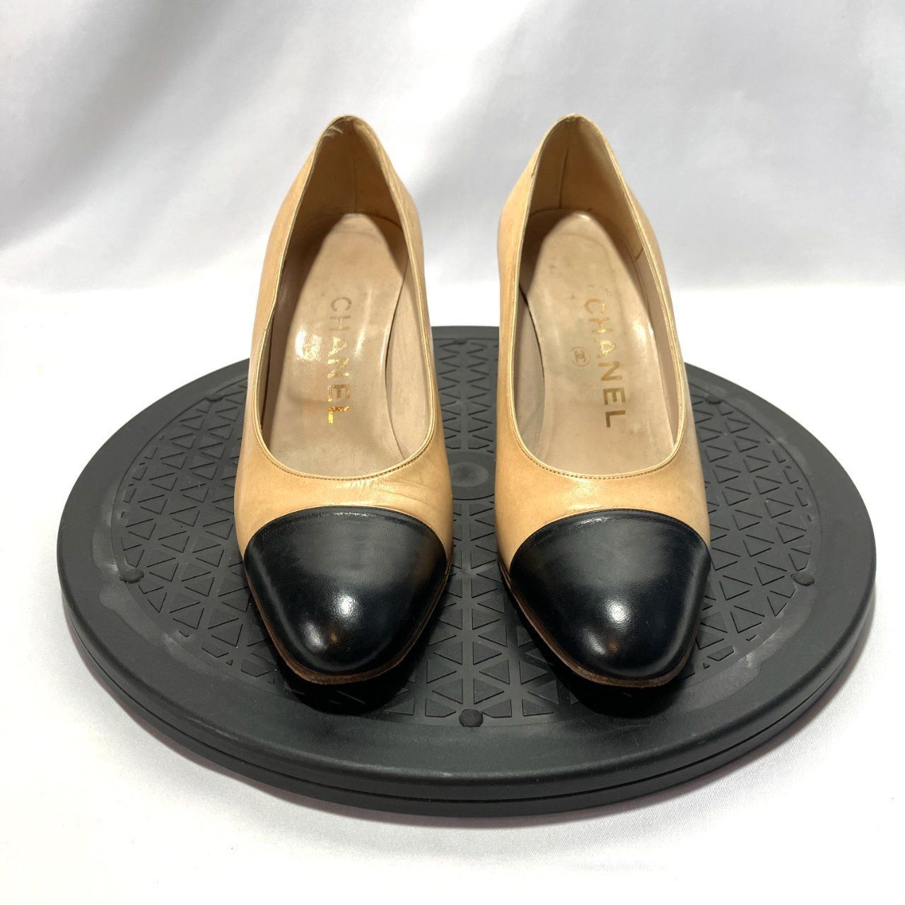 CHANEL シャネル パンプス バイカラー ベージュ ブラック 5 1/2（22.5