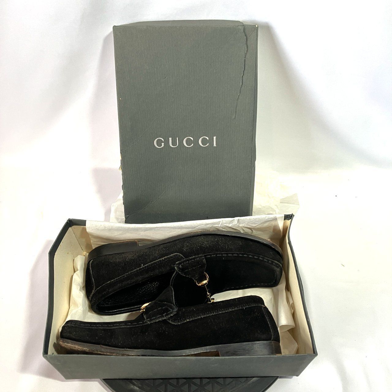 GUCCI グッチ ローファー スエード ブラック ビット(23 ~ 23.5cm相当