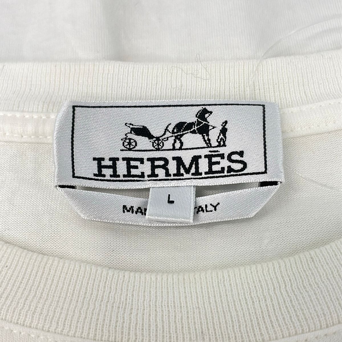 HERMES(エルメス) 半袖Tシャツ サイズL メンズ - 白×ライトブルー