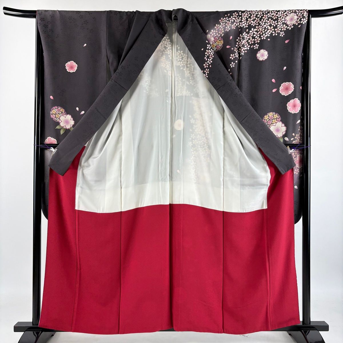 美品】 振袖 身丈159.4cm 裄丈65cm M 袷 袋帯フルセット 桜 雪輪 金彩