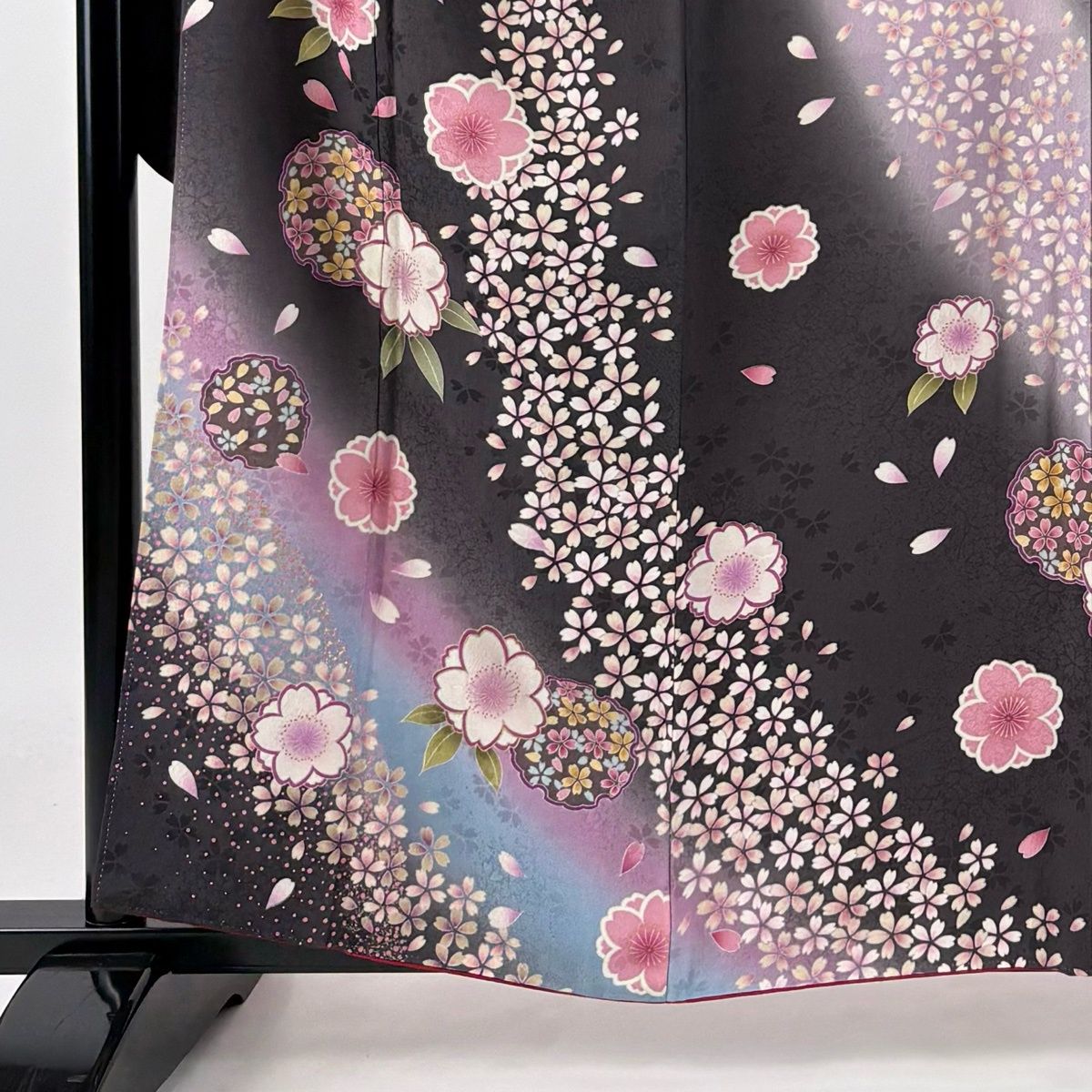美品】 振袖 身丈159.4cm 裄丈65cm M 袷 袋帯フルセット 桜 雪輪 金彩