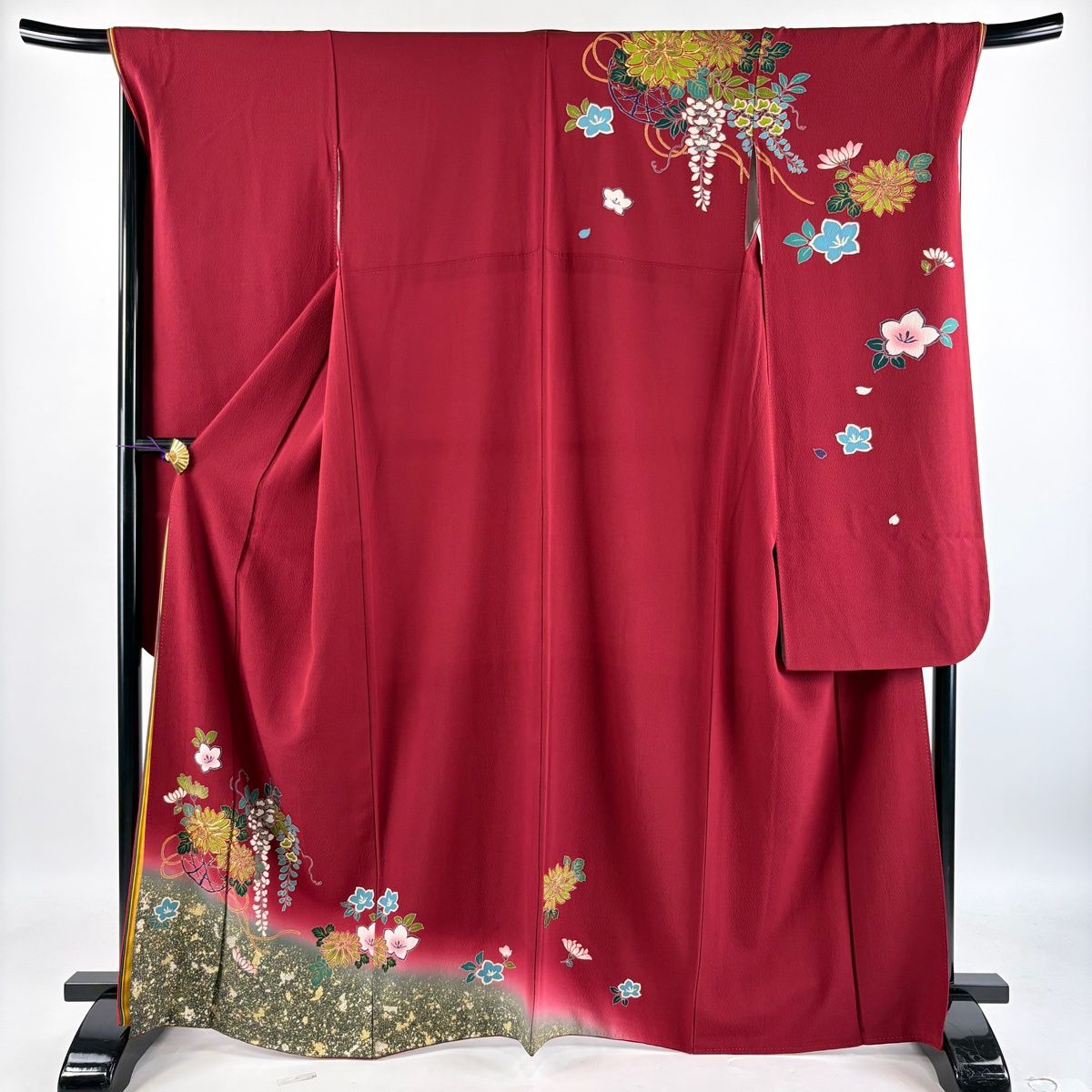 美品】 振袖 身丈165.5cm 裄丈68cm L 袷 袋帯フルセット 花籠 藤 金糸