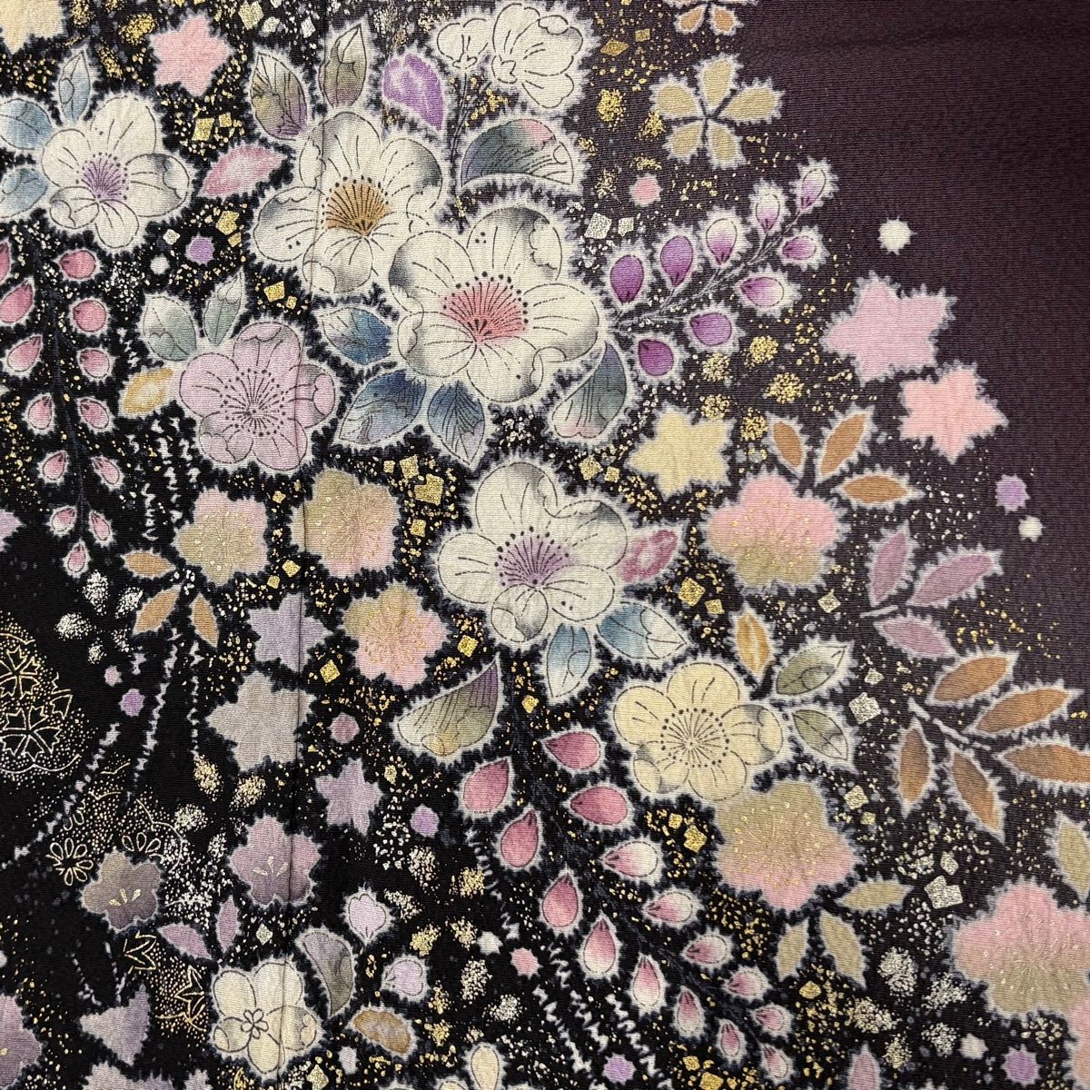 付下げ 身丈167cm 裄丈70cm L 袷 翠山工房 やまと 落款 辻が花 金銀彩