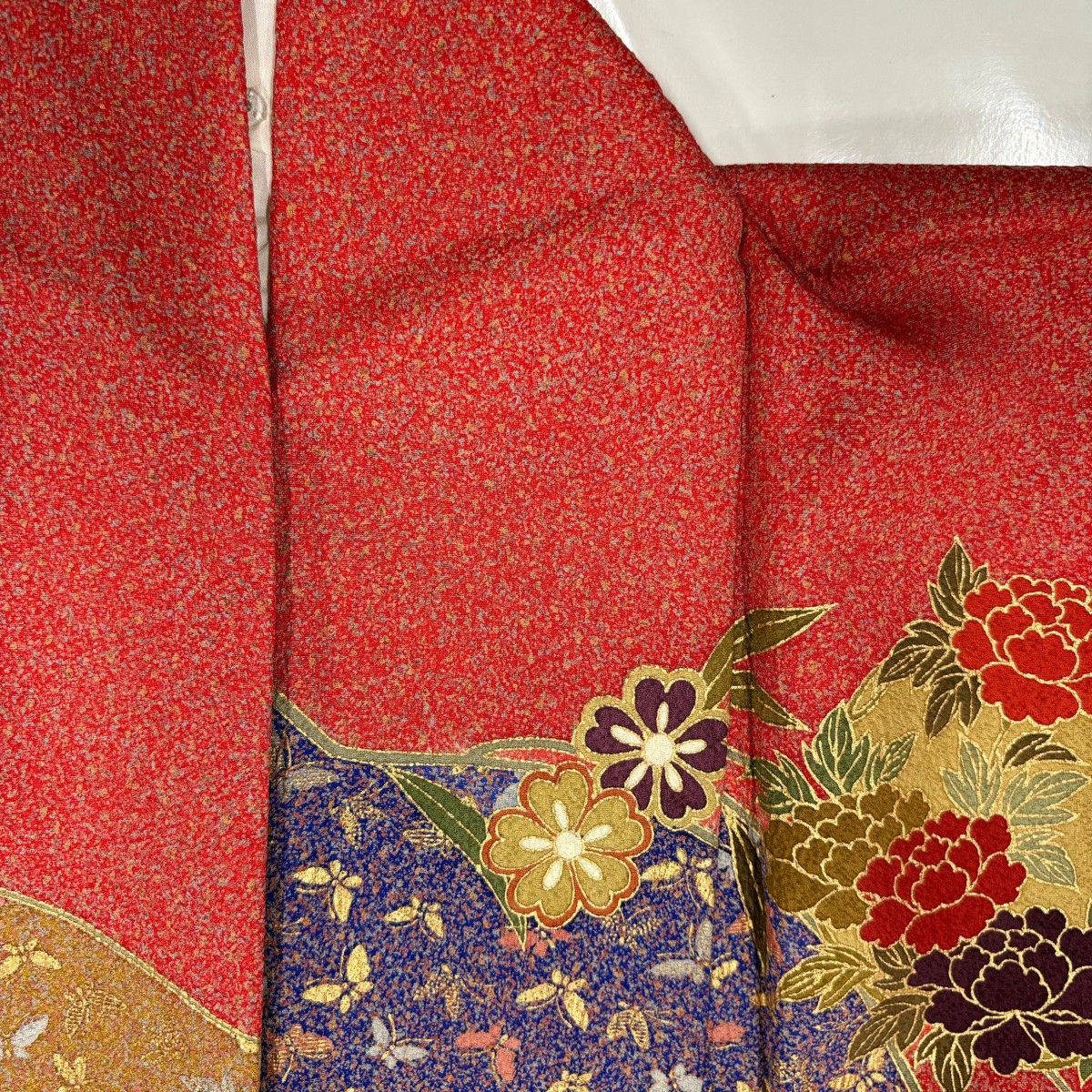 美品】 振袖 身丈164cm 裄丈67.5cm L 袷 尾長鳥 花丸文 金彩 染め分け