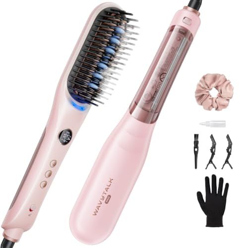 Wavytalk スチームブラシアイロン ストレートヒートブラシ ヘアアイロン スチームでダメージ軽減・髪を栄養しながらすばやくスタイリング マイナスイオン 急速加熱 2way くせ毛直し 海外対応送料無料 295dbd05