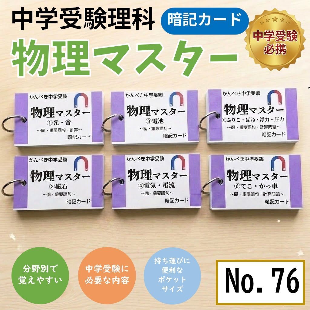 中学受験 国語・算数・理科・社会 暗記カードセット 中学入試対策 中学