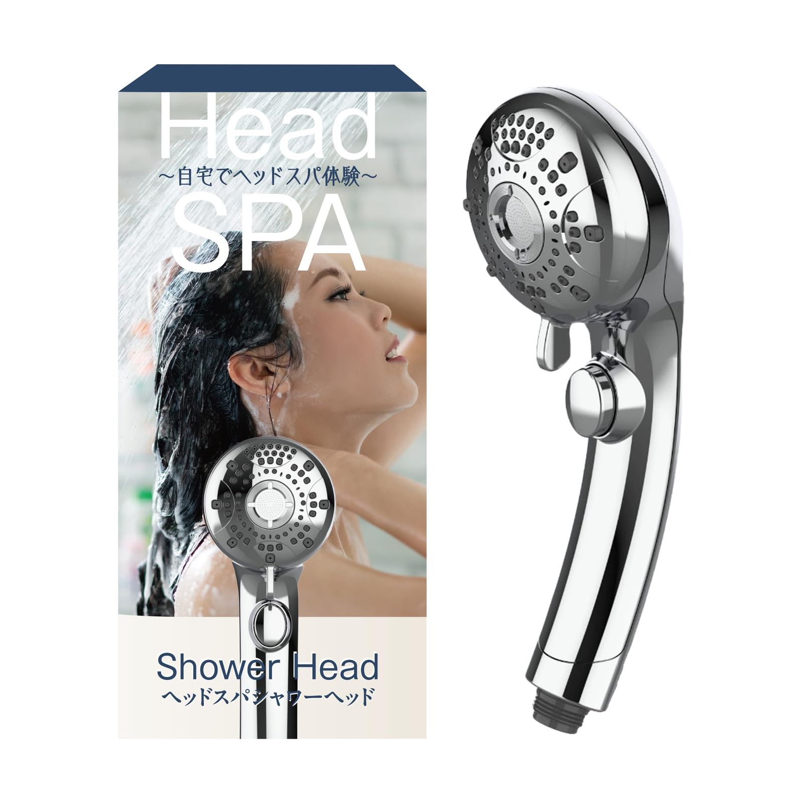 【自宅でヘッドスパ体験】ヘッドスパ シャワーヘッド【6段階水流・ポイントマッサージモード搭載】マイクロナノバブル G1/2規格 6モード バス用 手元止水 (シルバー)t b345e434