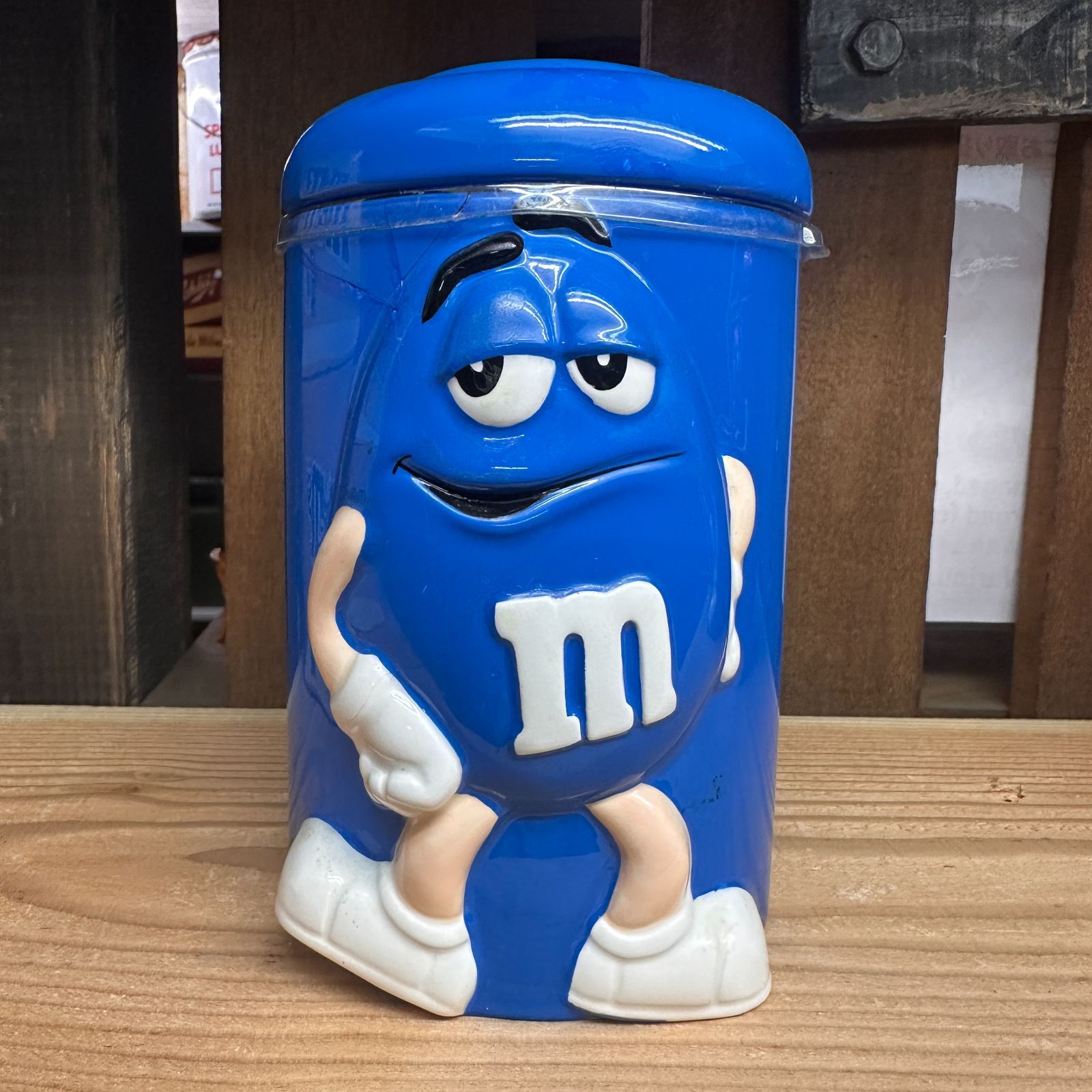 2002 m&m's 陶器製 キャンディージャー クッキージャー ブルー＆レッド