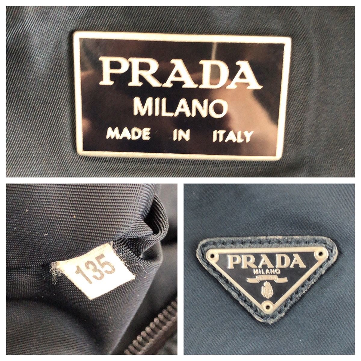 PRADA プラダ テスート サフィアーノ 三角ロゴプレート ネイビー