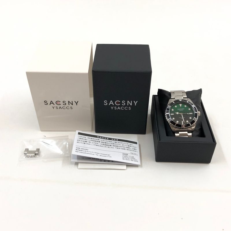【中古品】SACSNY Y'SACCS サクスニーイザック ANALOG WATCH SY-15223 緑文字盤 電池式クオーツ アナログ 腕時計【197-260702-hn-01-fur】