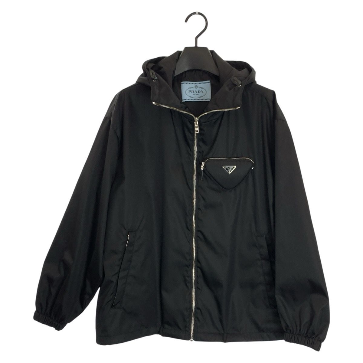 【美品】PRADA ナイロンフーデットジャケット　トライアングルロゴ　サイズ38 美品 PRADA プラダ トライアングルロゴポケット サイズ36 ブラック 黒