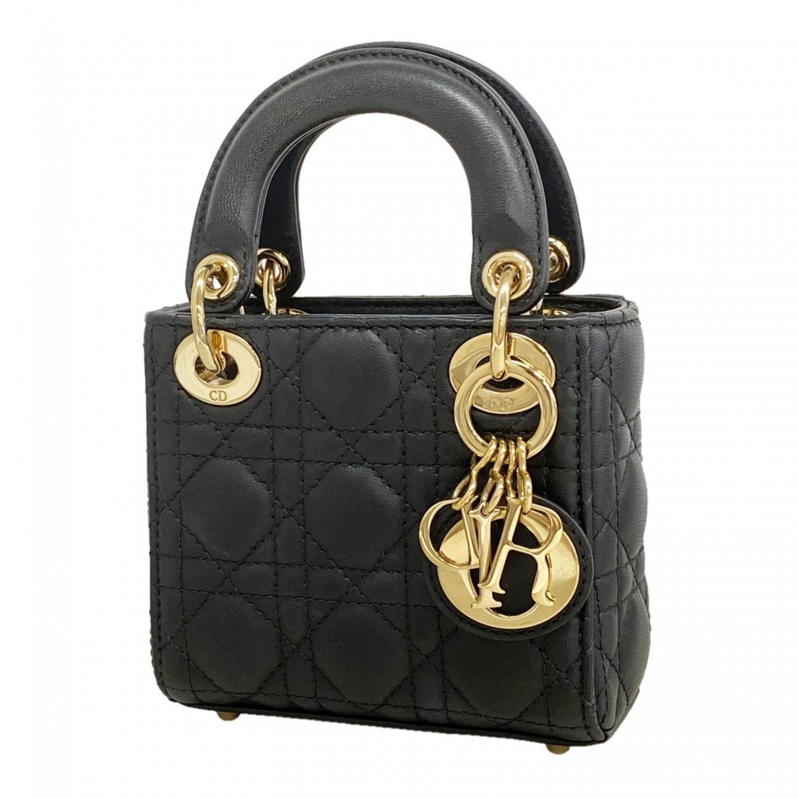 クリスチャン・ディオール(Christian Dior) クリスチャンディオール ハンドバッグ カナージュ レディディオール レザー ブラック シャンパンレディース OP010395
