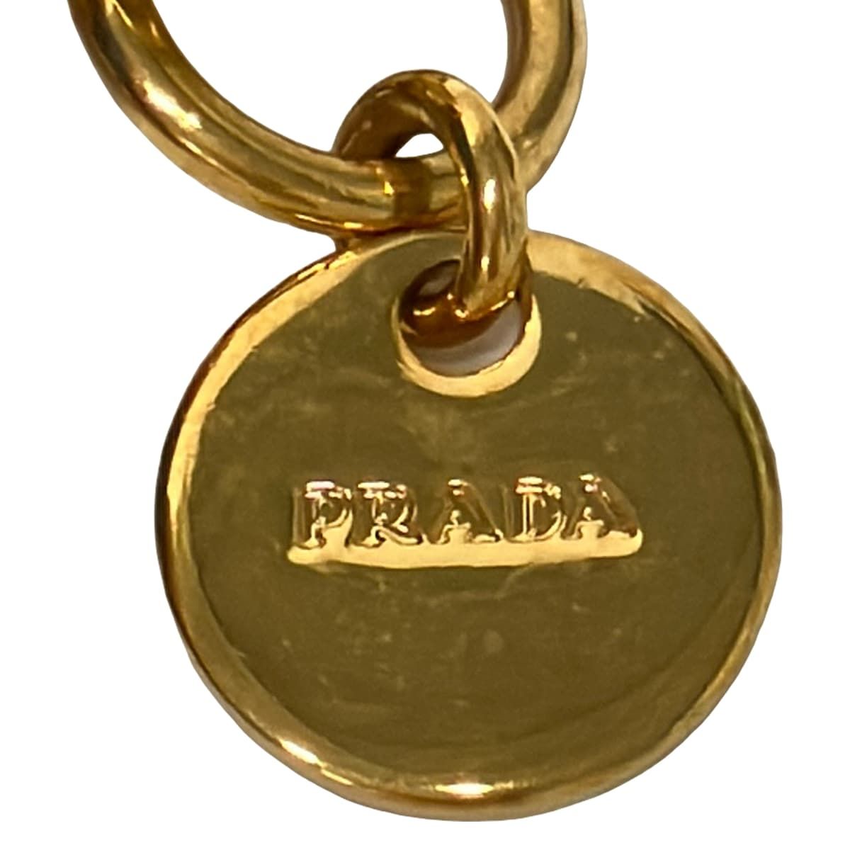 プラダ PRADA がま口 キーホルダー チャーム ベージュ 1AR71 PRADA(プラダ) キーホルダー(チャーム) - ベージュ×ブルーグリーン
