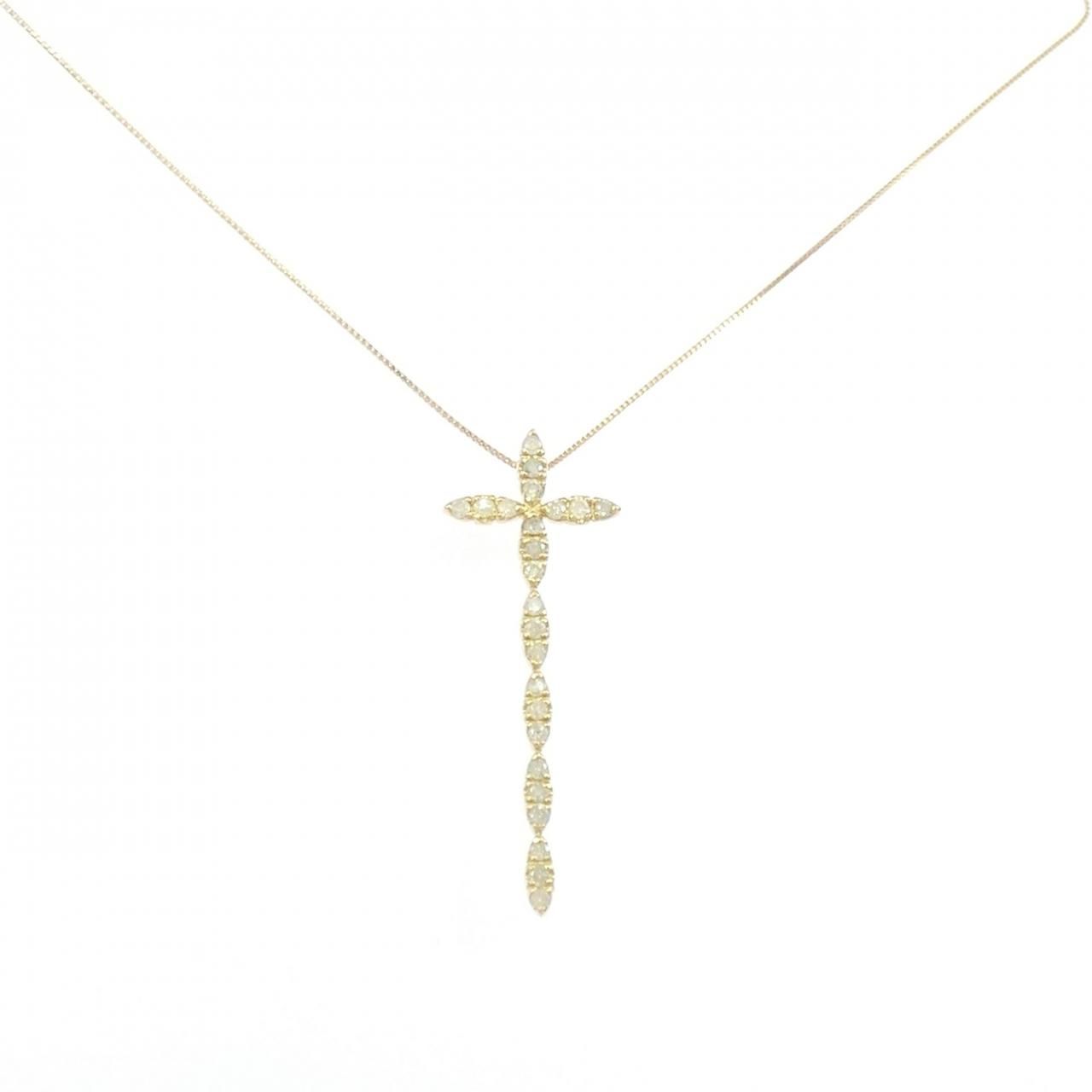 K18YG クロス ダイヤモンド ネックレス 0.50CT
