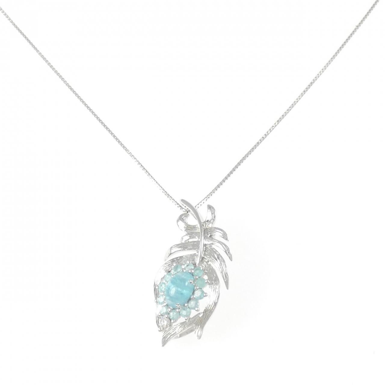 K18WG フェザー トルマリン ネックレス 0.60CT