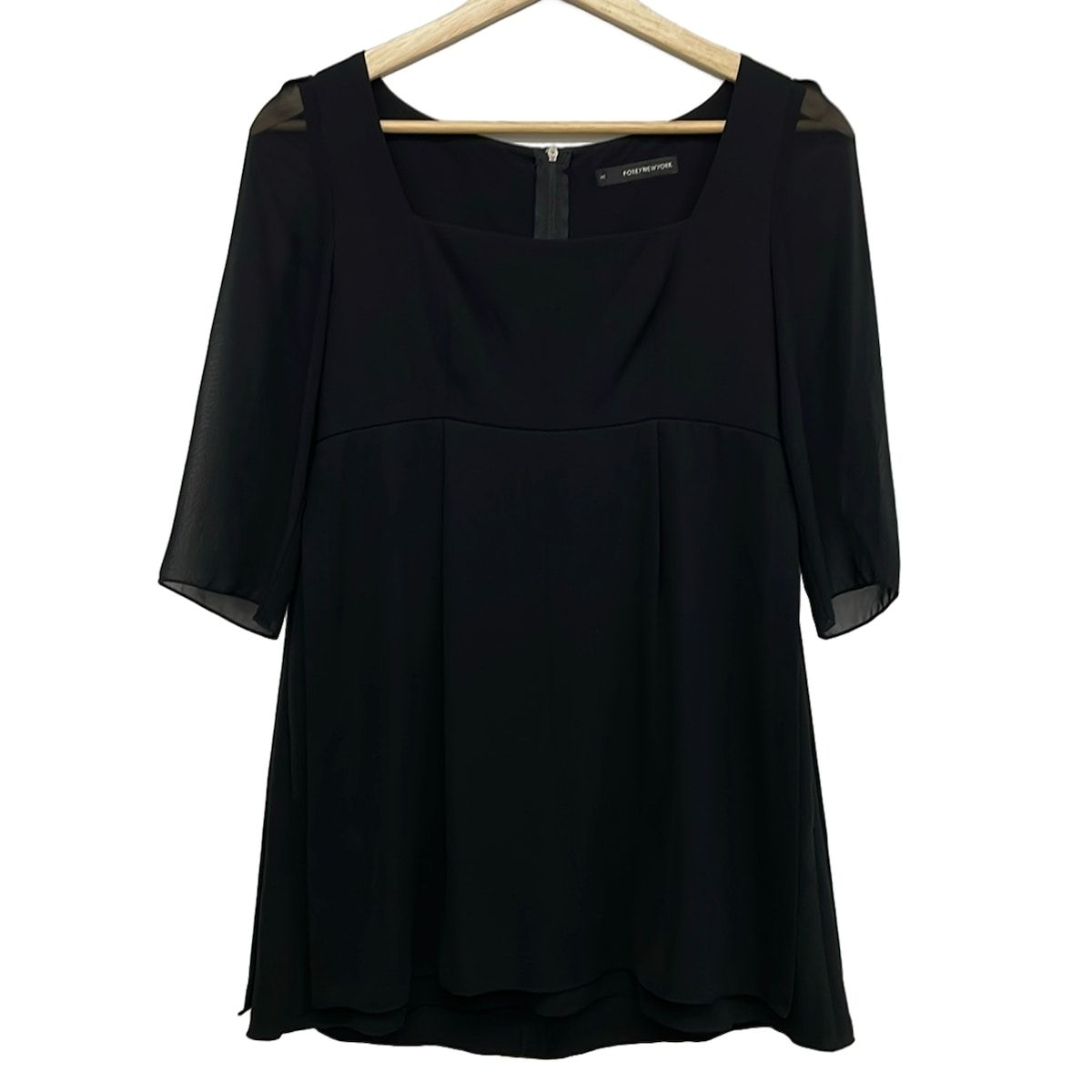 FOXEY NEW YORK 七分袖 カットソー 襟取り外し可 38 ブラック FOXEY NEW YORK(フォクシーニューヨーク) 七分袖カットソー サイズ38 M
