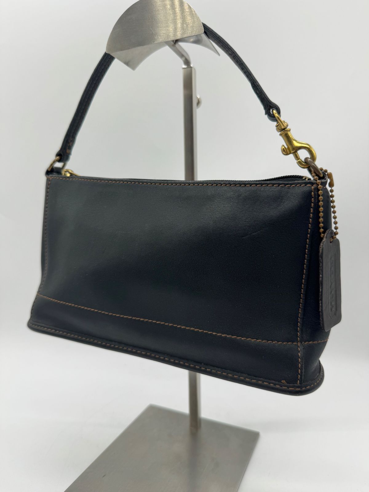 【良品】 COACH コーチ グローブレザー USA製 アクセサリーポーチ バッグ ブラック P3324