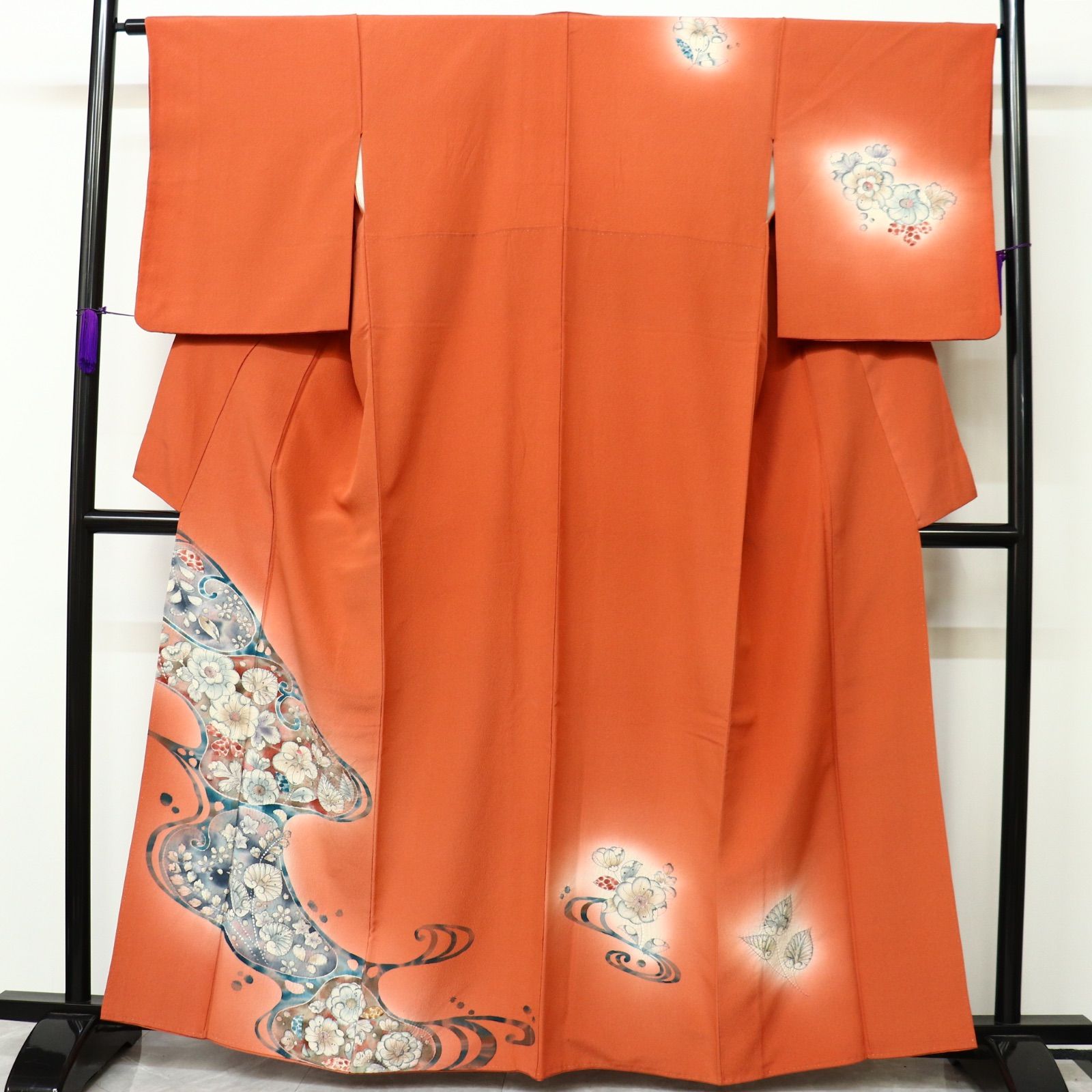 レディース 美品 正絹 袷 広襟 訪問着 付け下166 辻ヶ花 横幅たっぷり