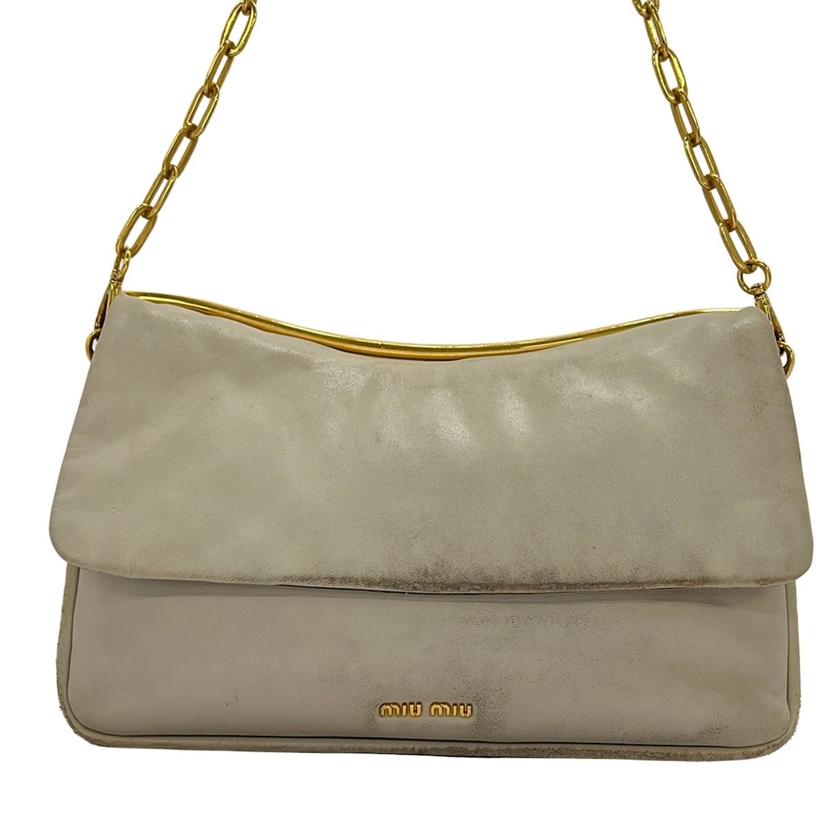 MIU MIU　ライトグレー ショルダーバッグ miumiu(ミュウミュウ) ショルダーバッグ - ライトグレー ダブル