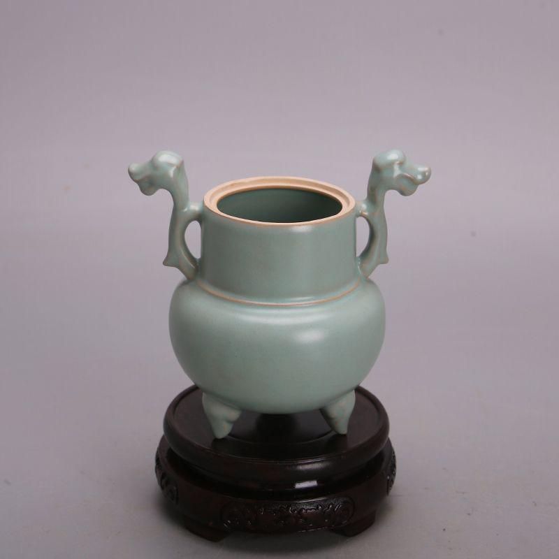仏事用香炉中国 汝窯 青磁 香炉 陶器 陶芸 香道具 仏具 官窯 青釉 工芸