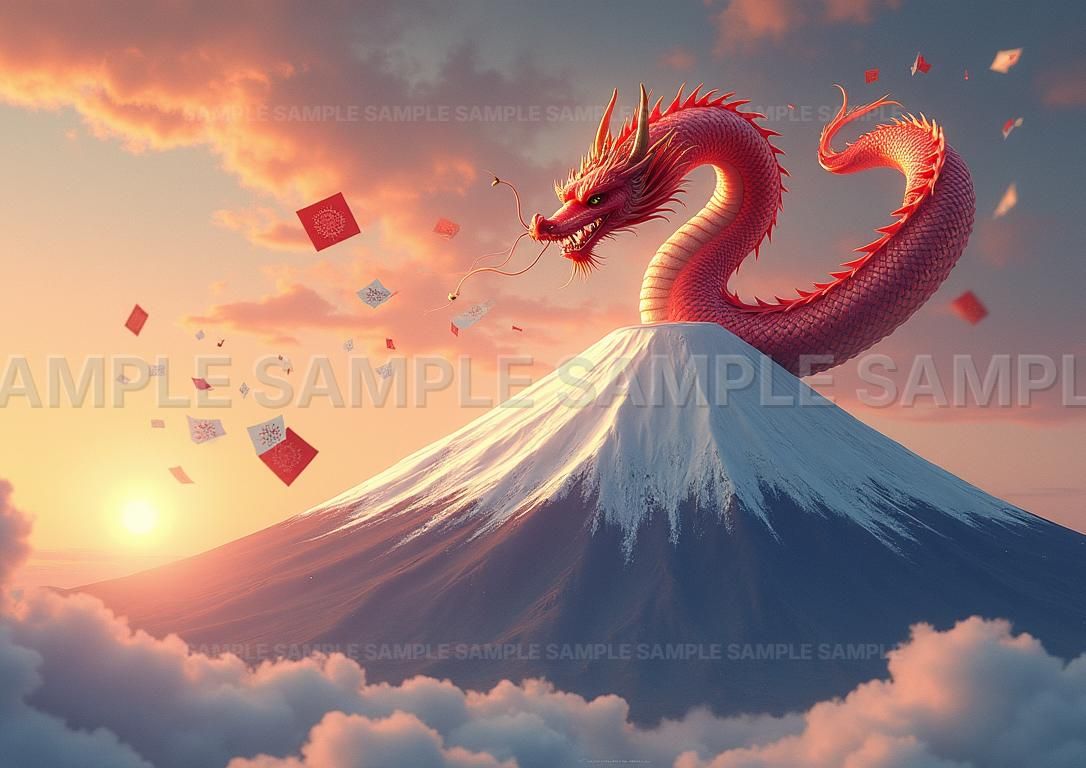 龍神 富士山 アート トラック ブリキ玩具 AIアート】【開運招福】龍神 富士山 アート 縁起物 厄除け 金運 昇龍