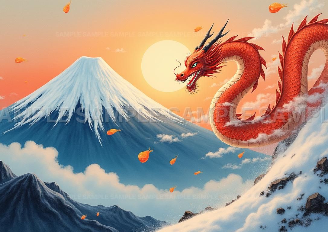 AIアート】【開運招福】金運上昇 龍神 富士山 アートパネル 縁起物
