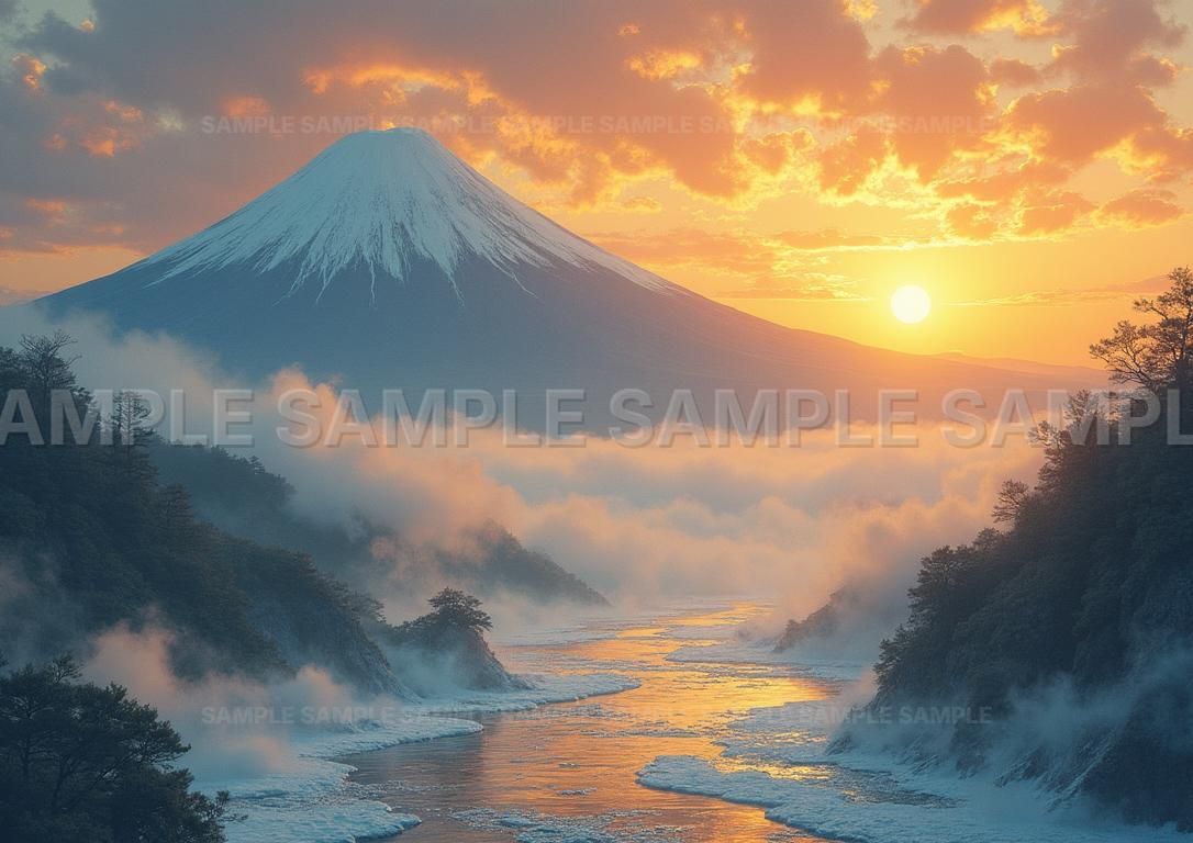 AIアート】【神秘の霊峰】開運 富士山 アート 絵画 縁起物 幸運 風景画