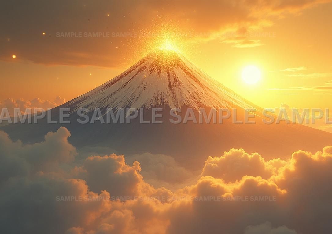 最強開運日セール☆金運エネルギー上昇「紅紫富士山」異次元潜在意識書き換えアート AIアート】【幸運を呼ぶ】黄金の富士山 霊峰 縁起物 開運アート 太陽