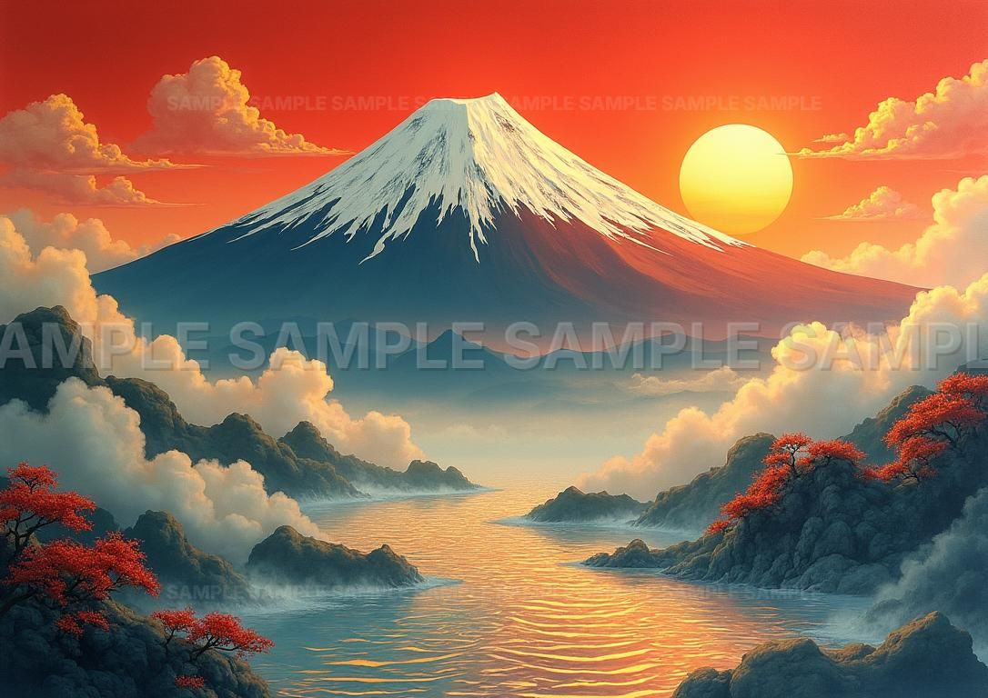 AIアート】【開運招福】 昇龍のごとく天を突く富士山 縁起物アート