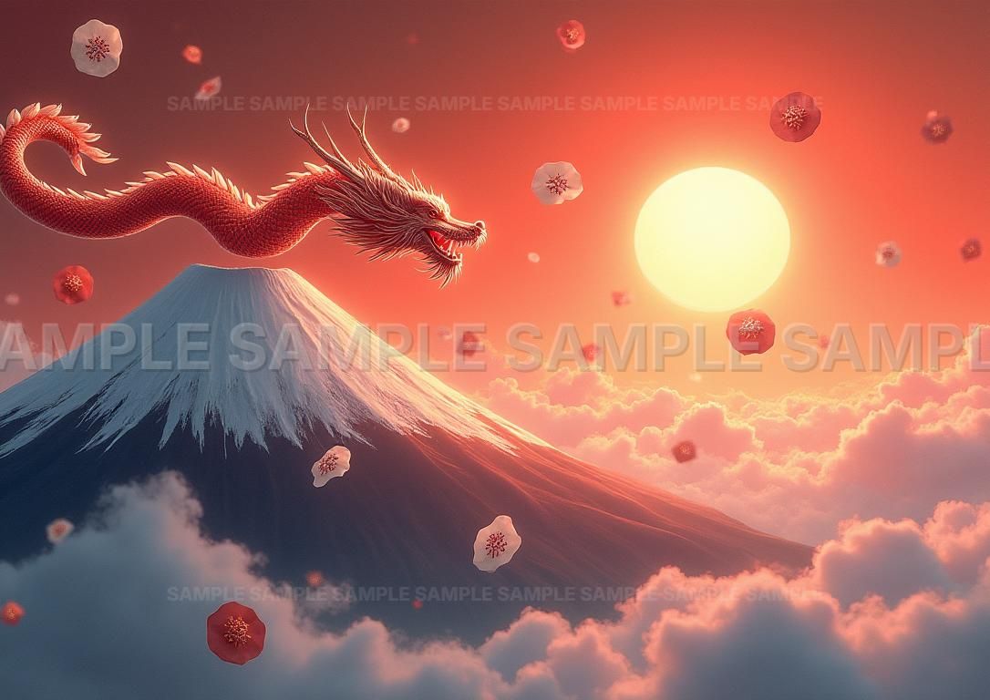 AIアート】【開運招福】龍神 富士山 昇龍 金運上昇 縁起物 アート 飾り