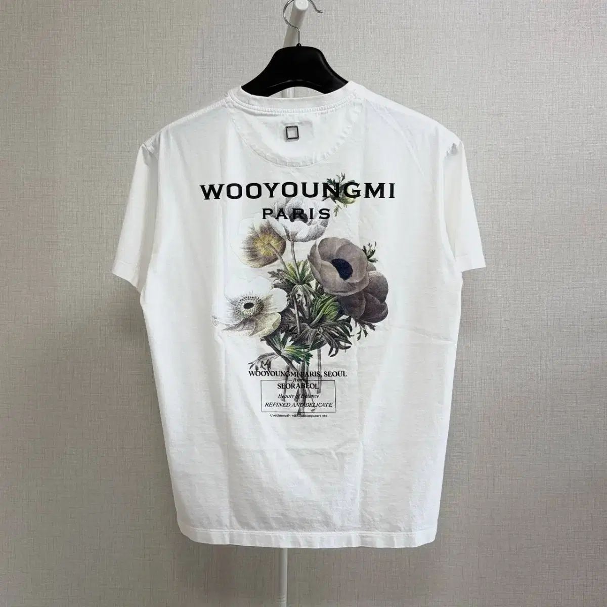 46/発色O WOOYOUNGMI ウーヨンミ フラワー 半袖Tシャツ 白