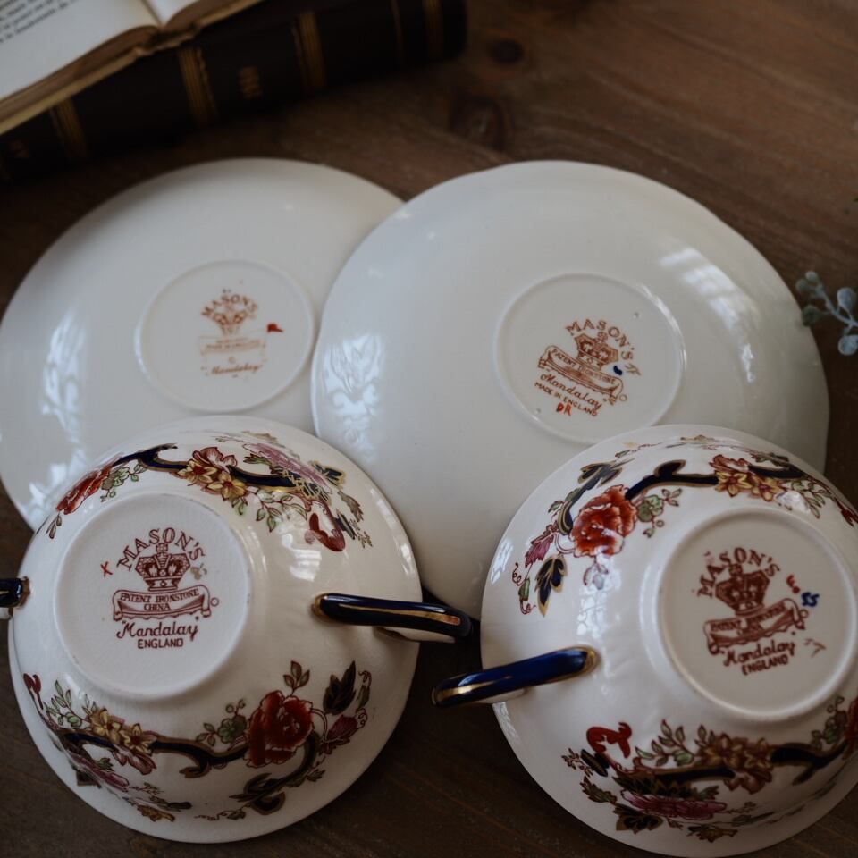 メイソンズ　マンダレイ　2点セット 英国メイソンズMason's ブルーマンダレイ スープカップ2客 - メルカリ