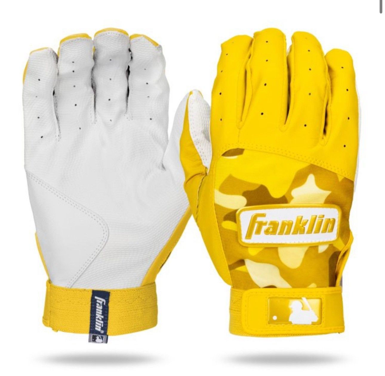 フランクリン/Franklin MLB DIGITEK® BATTING GLOVES WHITE/YELLOW バッティンググローブ 両手　ショートカフ　カモフラ ホワイト/イエロー