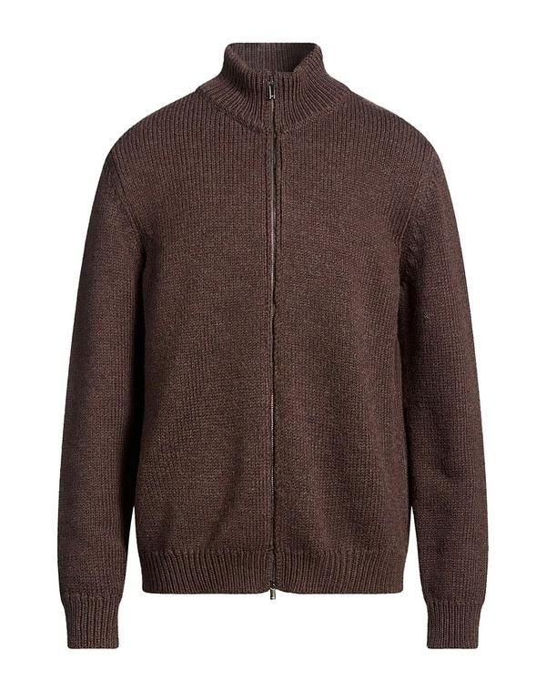 マッシモアルバ メンズ アウター カーディガン ファスナー付きニット MASSIMO ALBA Brown ブラウン