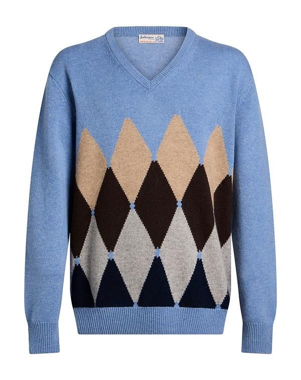 バランタイン メンズ アウター カーディガン カシミヤニット BALLANTYNE Light Blue ブルー