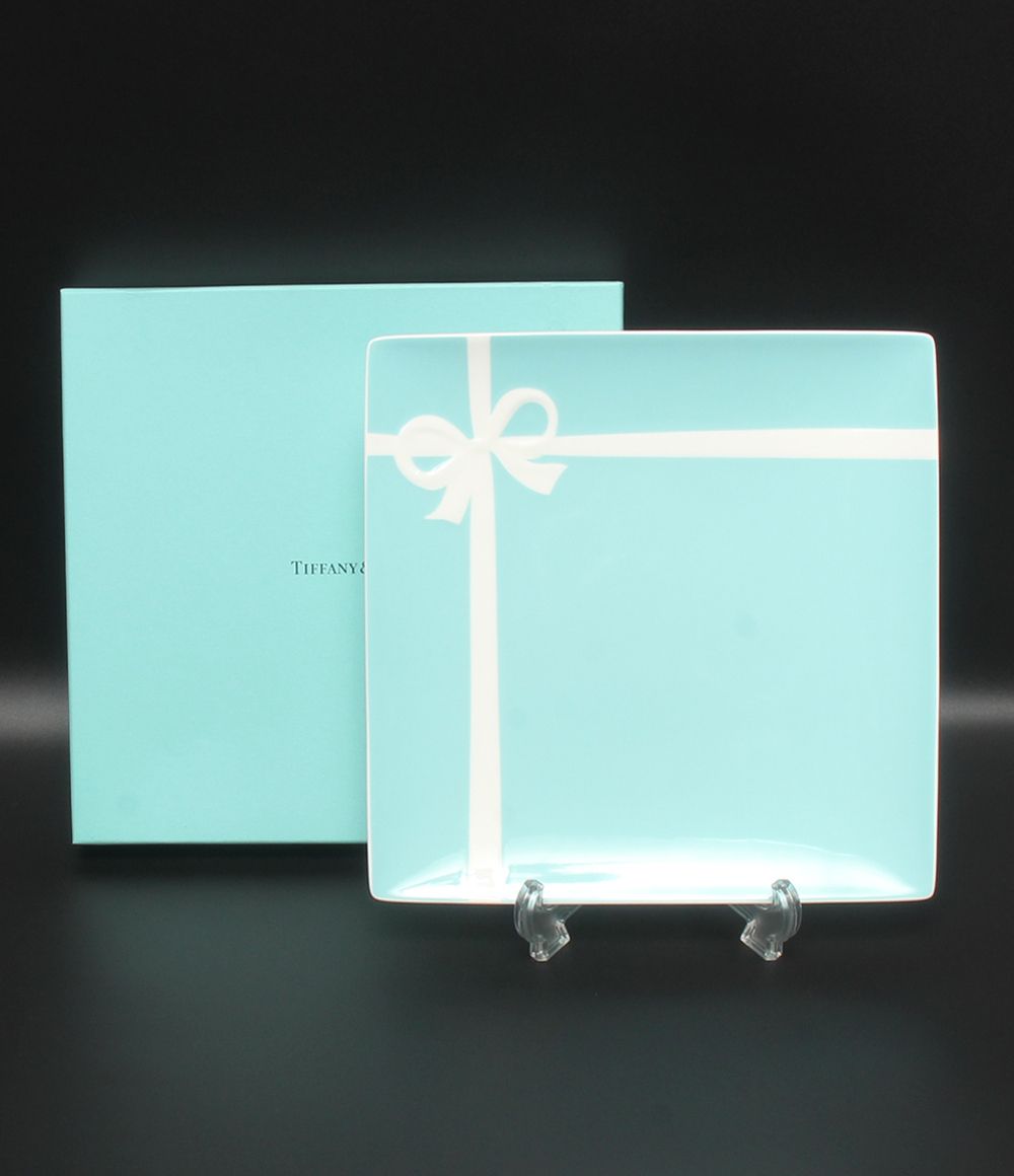 美品 ティファニー スクエアプレート 皿 24cm ブルーボックス Tiffany