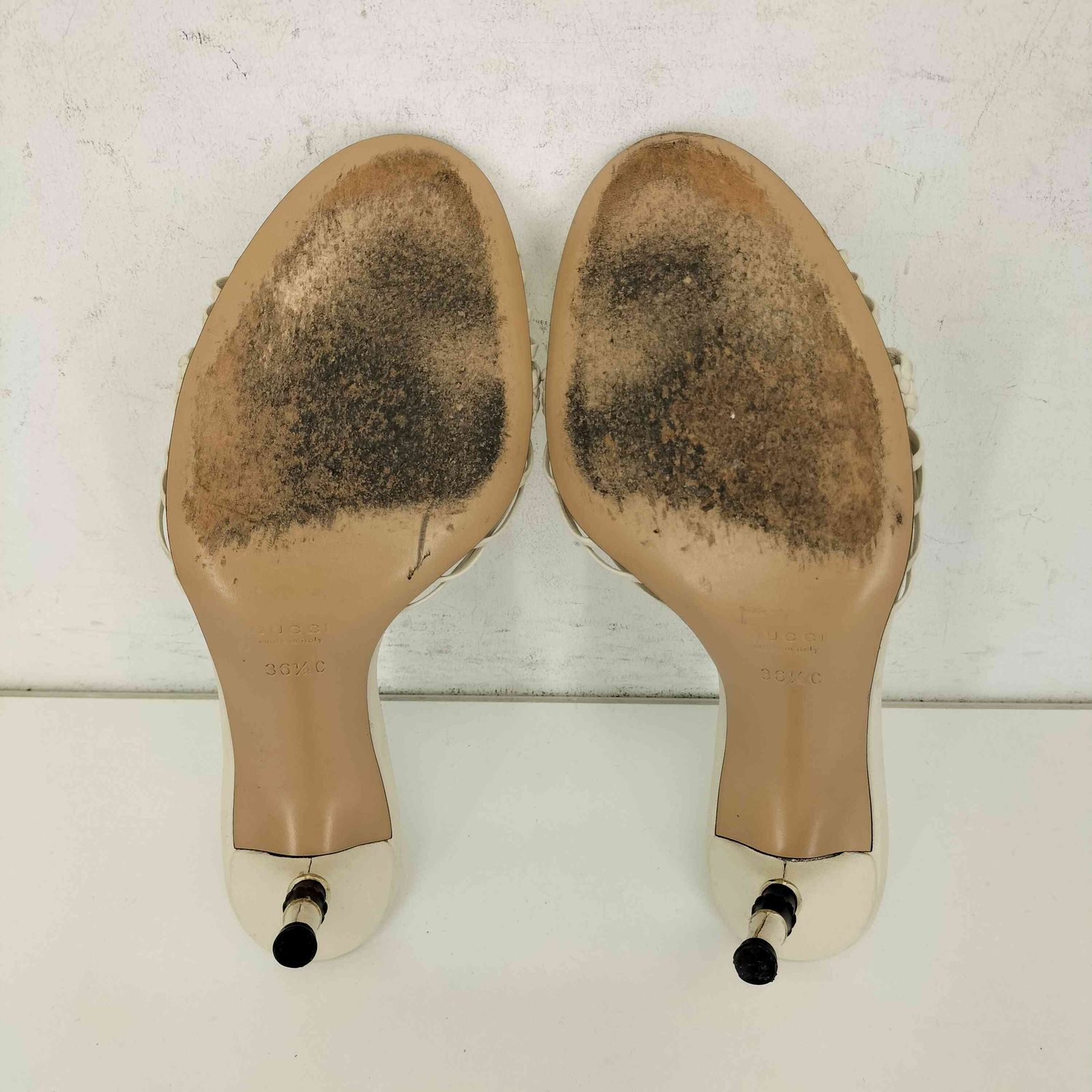 グッチ GUCCI ハイヒールレースミュール バンブーヒール レディース 36