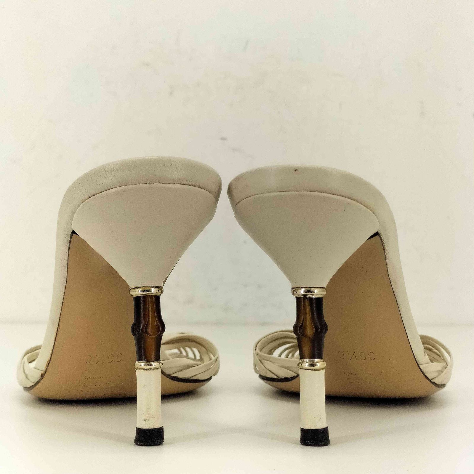 グッチ GUCCI ハイヒールレースミュール バンブーヒール レディース 36