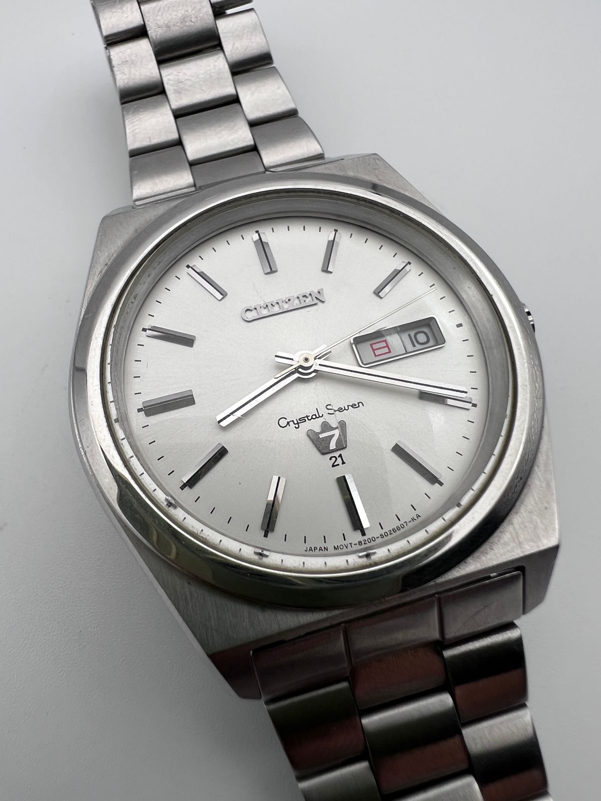 【稼働】CITIZEN クリスタルセブン 自動巻き 腕時計 デイデイト メンズ シチズン クリスタルセブン 8200-S104434 稼働 レア希少 機械式 時計