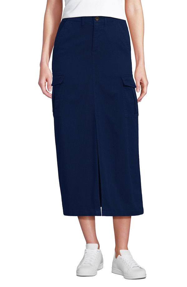 ランズエンド レディース ボトムスカート マキシ Lands End Cool Fade Cargo Maxi Skirt Deep Sea Navy ネイビー
