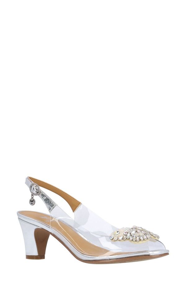 ジェイレニー レディース シューズ ヒール サンダル J Rene Gloriana Slingback Sandal Clear Silver シルバー