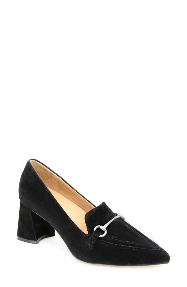 ジェントルソウルズ レディース シューズ ヒール ローファー Gentle Souls Dionne Pointed Toe Bit Loafer Pump Black Suede ブラック