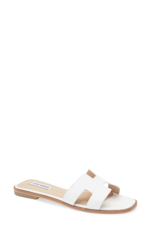 スティーブ マデン レディース シューズ サンダル Steve Madden Hadyn Slide Sandal White Leather ホワイト