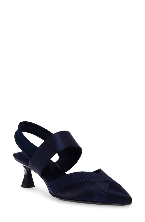 アンクライン レディース シューズ ヒール Anne Klein Ireland Kitten Heel Pointed Toe Pump Navy Fabric ネイビー