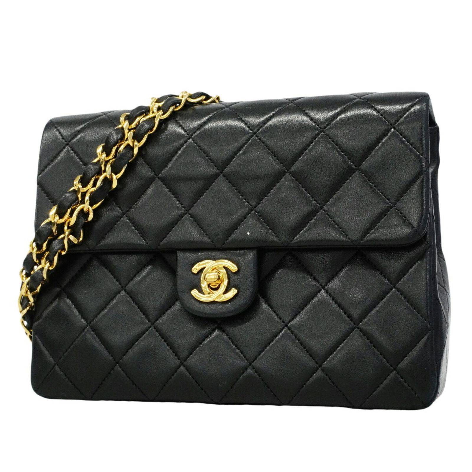 シャネル(Chanel) シャネル ショルダーバッグ ミニマトラッセ チェーンショルダー ラムスキン ブラック レディース