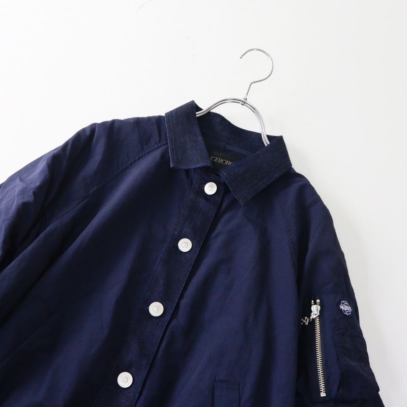 美品 インゲボルグ INGEBORG デニム×タフタジャケット 3(9号) ネイビー 