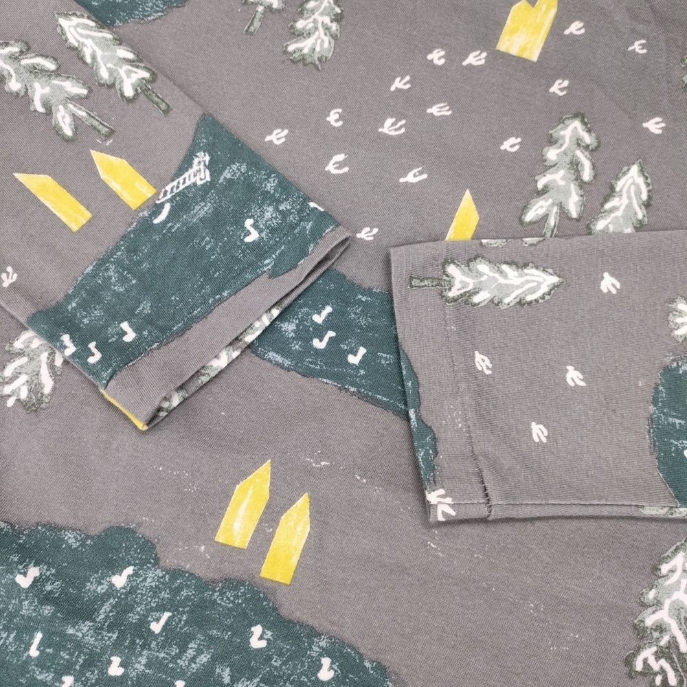 1765　ミナペルホネン カットソー forest village　グレー　36 mina perhonen forest village aaa8686 サイズ40 長袖Tシャツ