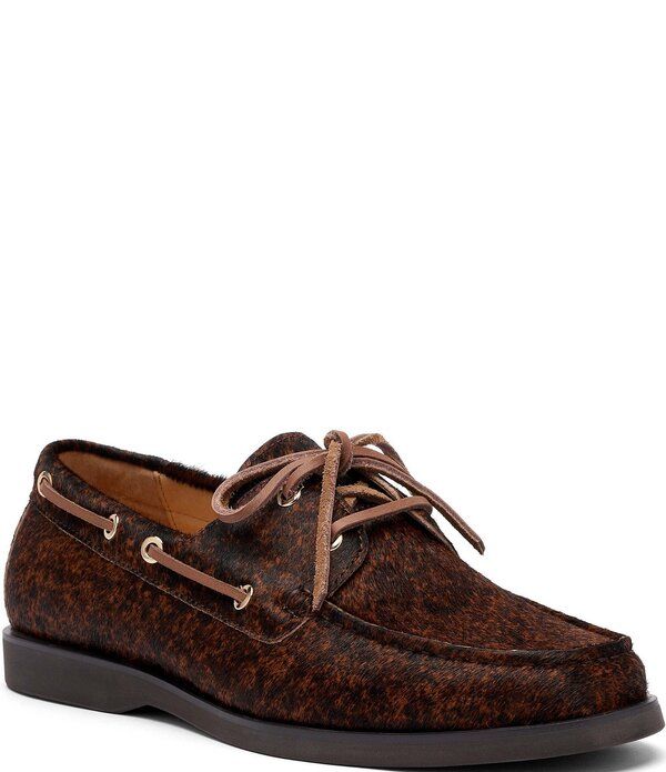 マークノーラン メンズ シューズ アニマル柄 プリント キャップ Marc Nolan Mens Capri Animal Print Pony Hair Boat Shoes Brown ブラウン