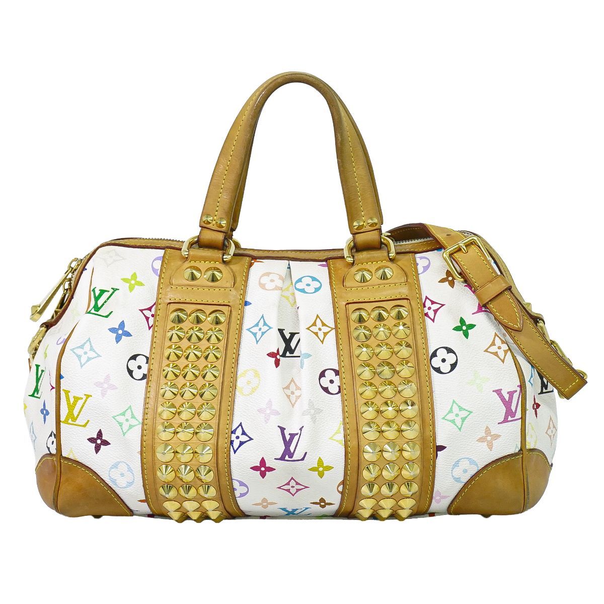 本物 ルイヴィトン LOUIS VUITTON LV コートニー MM モノグラム マルチカラー 村上隆 2WAY ハンドバッグ ブロン M45641 ビトン バッグ 中古・