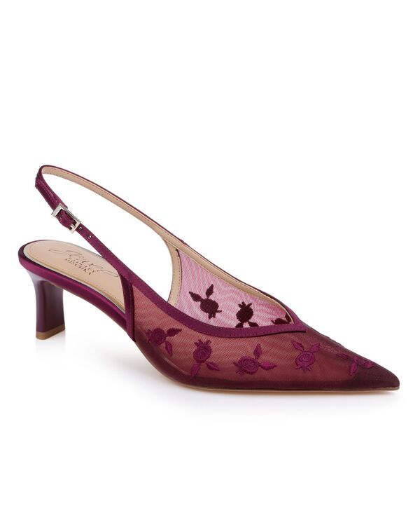 ジュウェルダグレイミシュカ レディース シューズ パンプス Jewel Badgley Mischka Womens Zahra II Slingback Pumps Wine Satin ワイン